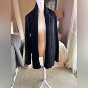 Vince black sweater with leather sleeves